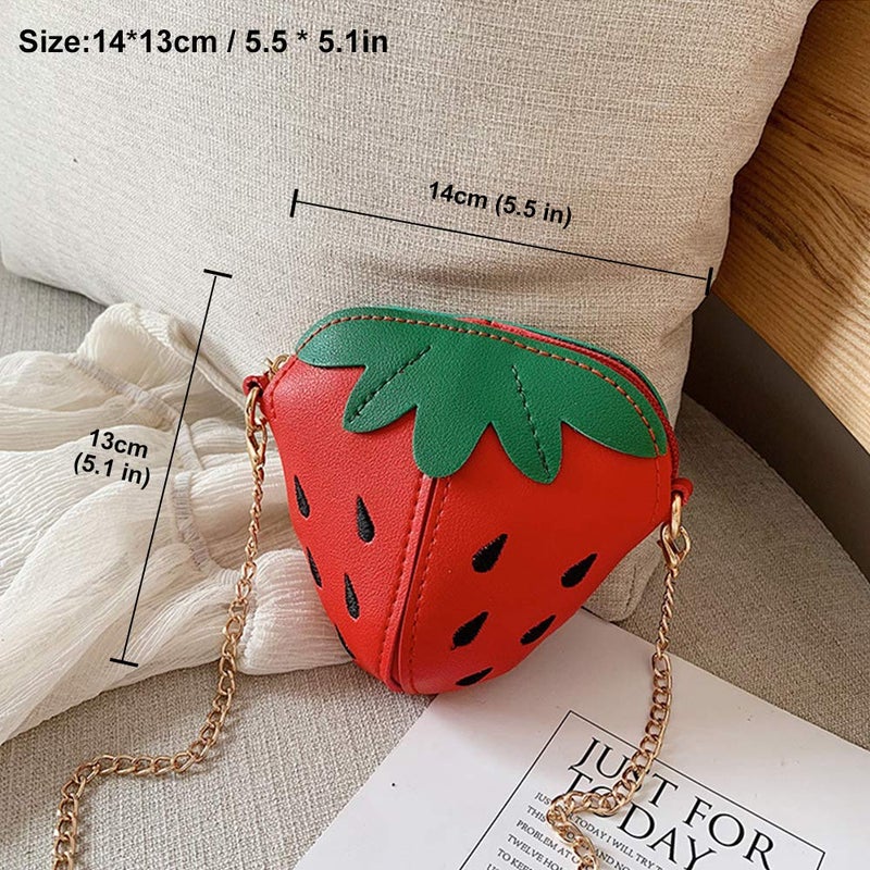 JienClound Little Girl Strawberry Purse Mini Crossbody Handbag Fashion PU Leather Clutch Shoulder Bag for Girl's holiday gift - Image 2